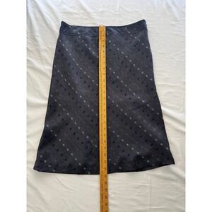DT Collection Gray Purple Polka Dot Wool Blend A-Line Midi Skirt Womens Size 6